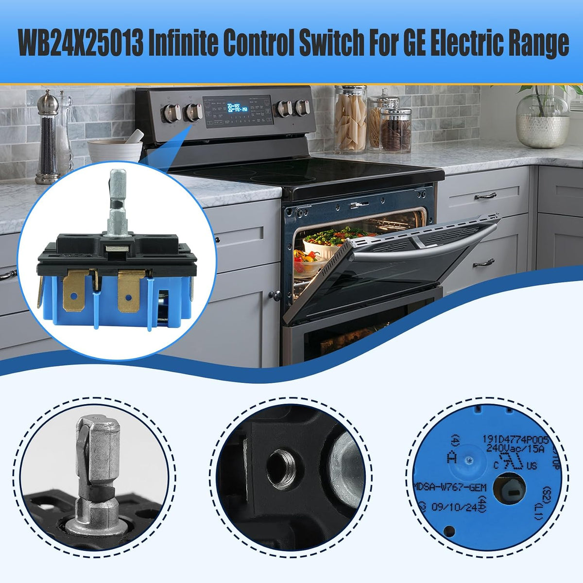 WB24X25013 Electric Range Infinite Control Switch Replace for GE for 191d4774p005