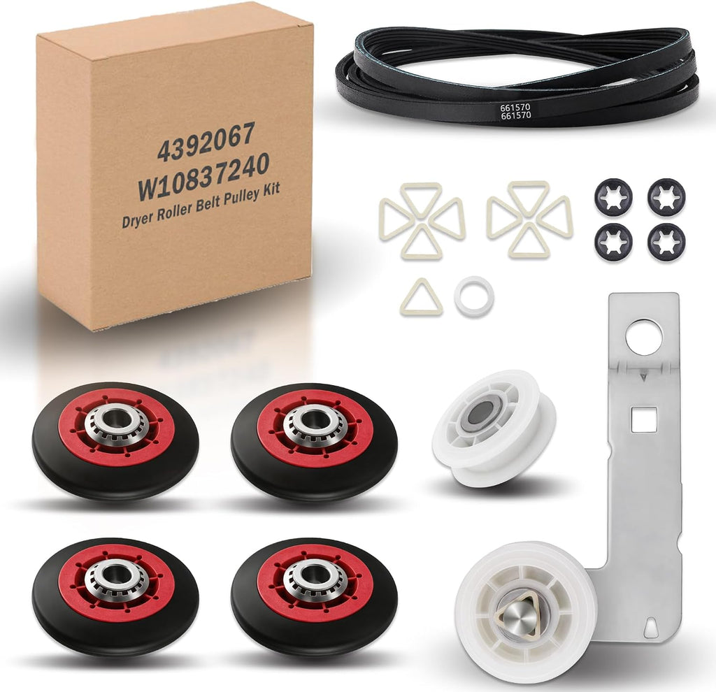 WED8300SW0 WED9150WW0 WED9050XW1 Dryer Roller Belt Kit Fit for Whirl-pool