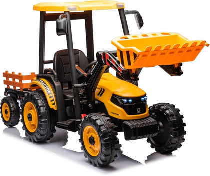 24V Kids Ride On Tractor, 3IN1 Riding Tractor w/Trailer&Front Loader, Power Wheels 24V Ride on Toys for Boys Girls