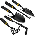 Garden Tool Set - Featuring a Heavy-Duty Stainless Steel Hand Cultivator, Transplant Shovel, Trowel, Crack Weeder