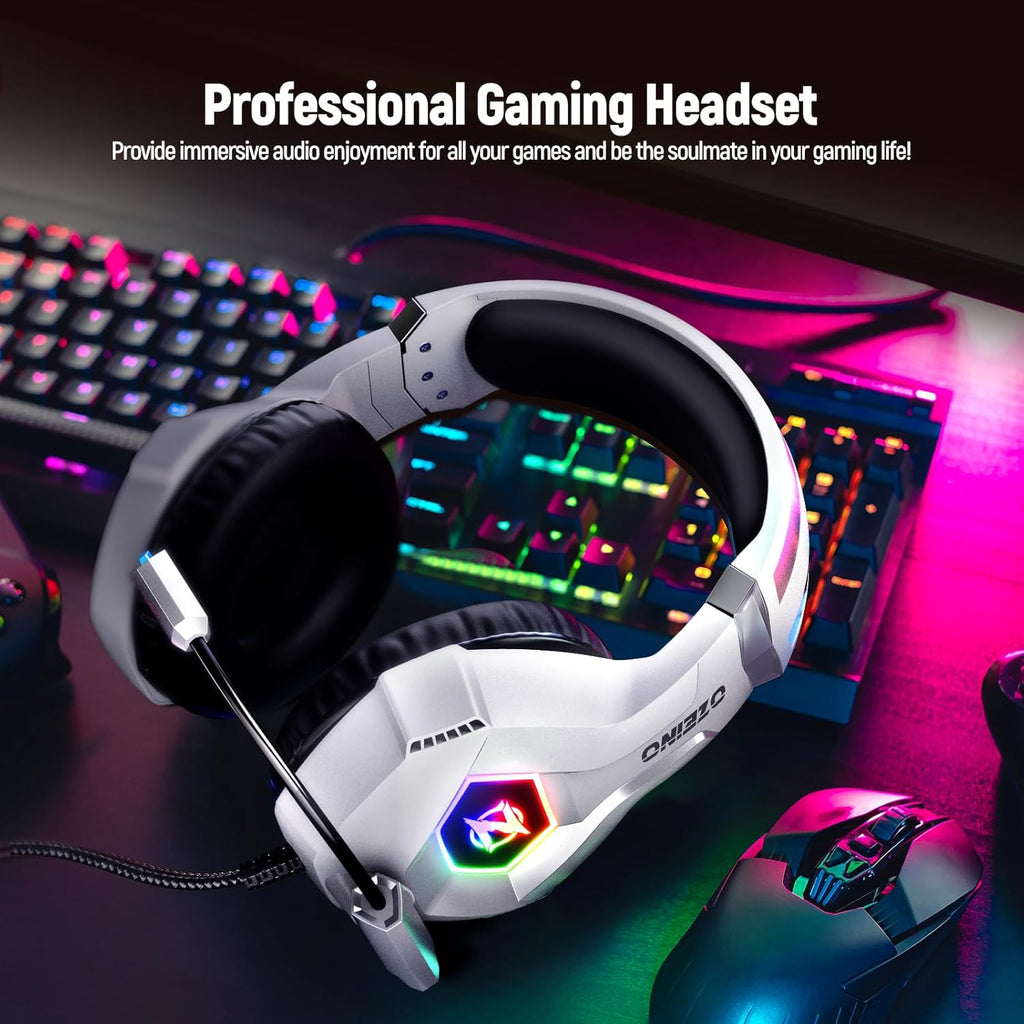 Gaming Headset for PC, Ps4, Ps5, Xbox Headset with 7.1 Surround Sound Gaming Headphones with Noise Canceling Mic, LED