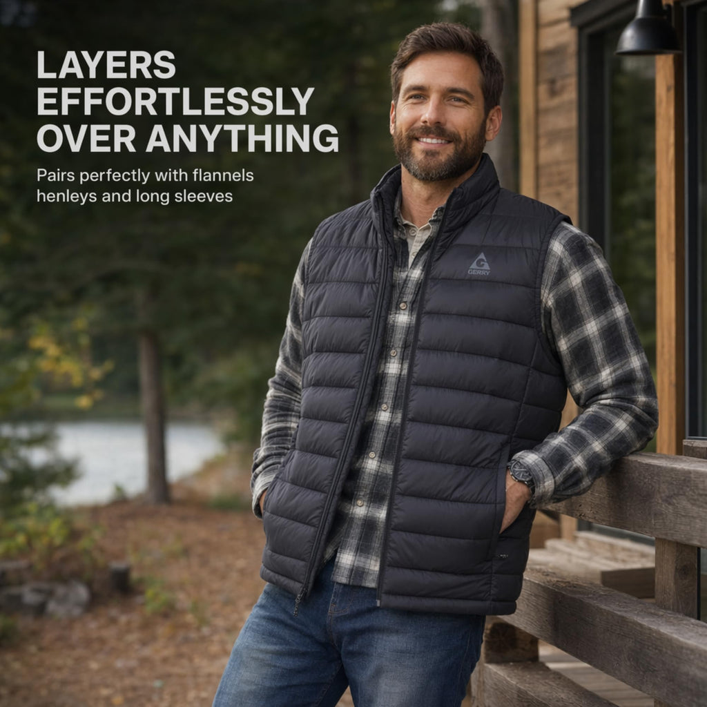 Mens Puffer Vest - Packable Lightweight, Quilted Winter Outerwear