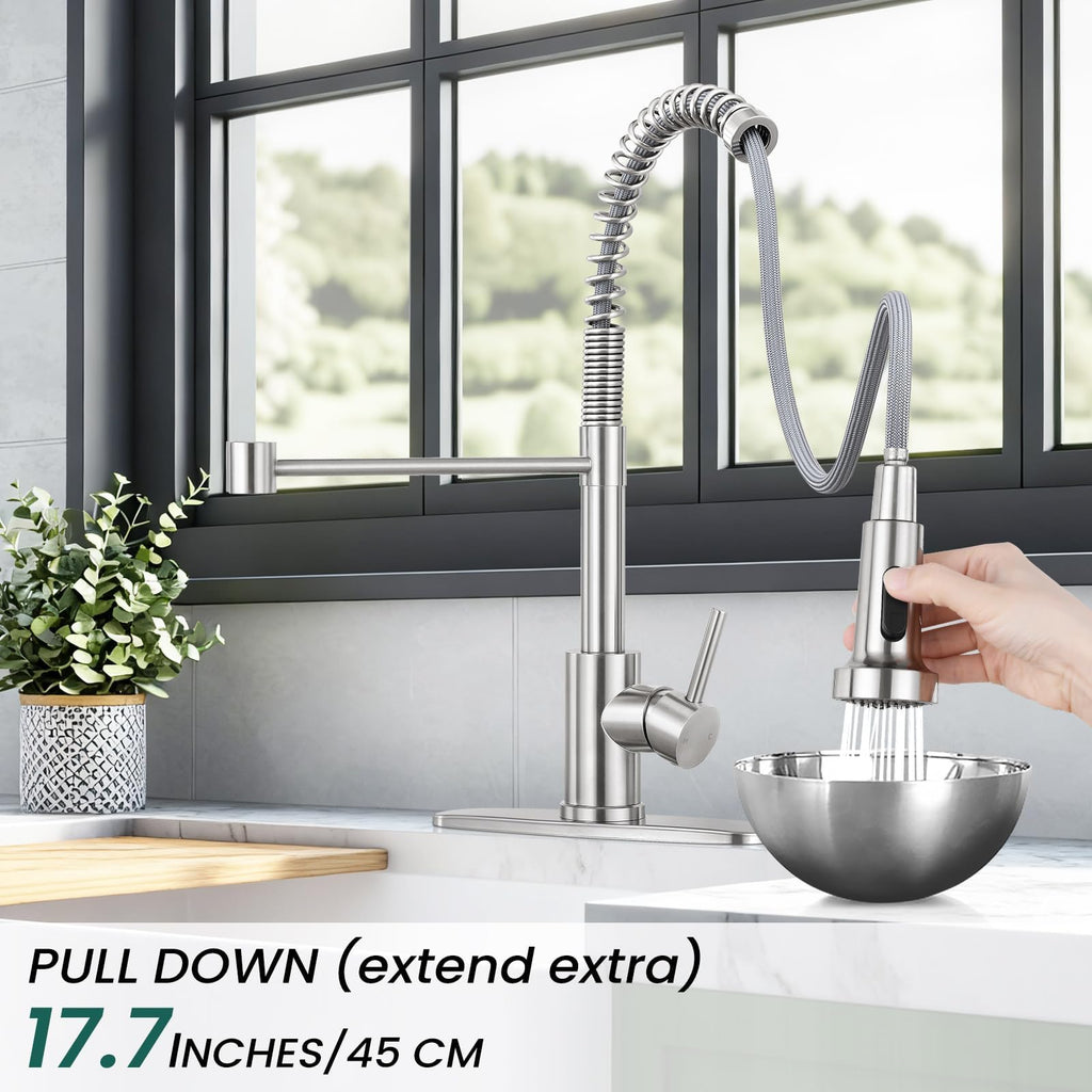 Kitchen Faucet with Pull Down Sprayer, Brushed Nickel