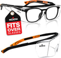 Safety Glasses Over Eyeglasses for Men and Women with Anti Scratch Lenses and Integrated Side Shields — Adjustable