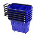 35L 6PCS Shopping Carts with Handles & Wheels, Portable Plastic Rolling Shopping Basket Set for Supermarkets and