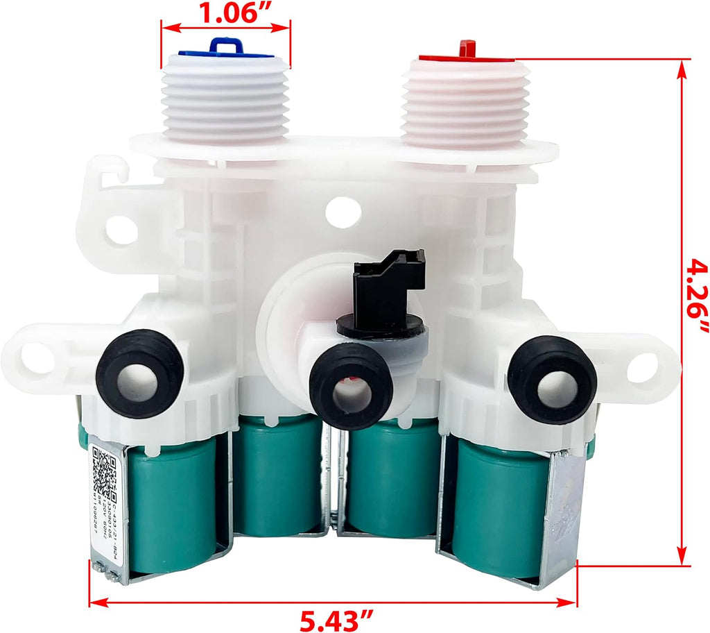 Washing Machine Water Inlet Valve Assembly for Whirlpool Cabrio WTW5105HW0 WTW7500GC2 WTW7500GW2 WTW8500DC5 WTW7500GW WTW8500DC2 WTW5105HW1 WTW8500DR2 WTW7500GW WTW7500GC0 WTW7500GW0 WTW8500DC0
