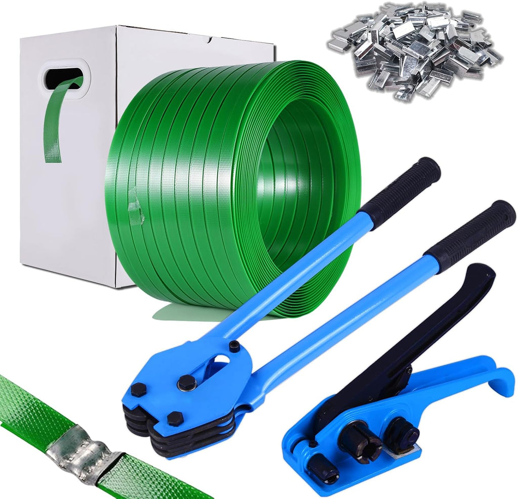 Banding Strapping Kit, Pallet Strapping Kit, Packaging Banding Tool with 5/8" Width, 1000' Length Polyester Strapping