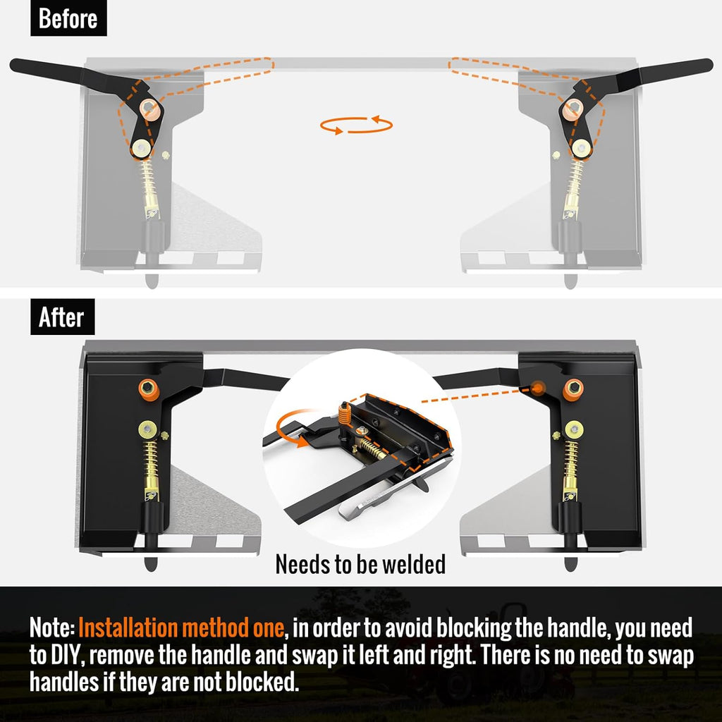 Universal Skid Steer Quick Attach Conversion Attach Adapter Latch Box | Bobtach Latch Box Plate Weld On QTK, Heavy