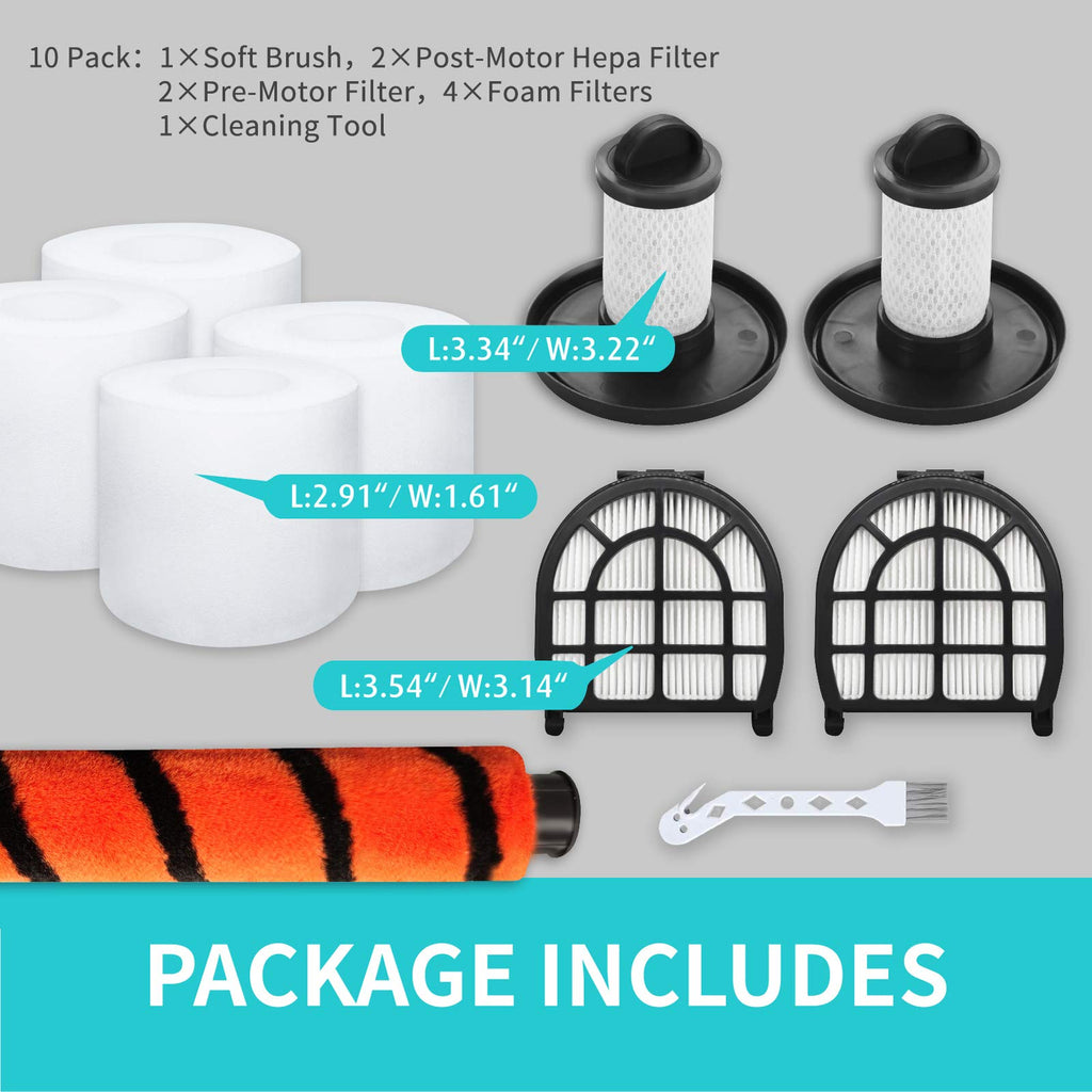Leemone LZ600 Brush & Filter Kit for Shark APEX UpLight DuoClean, 10 Pack