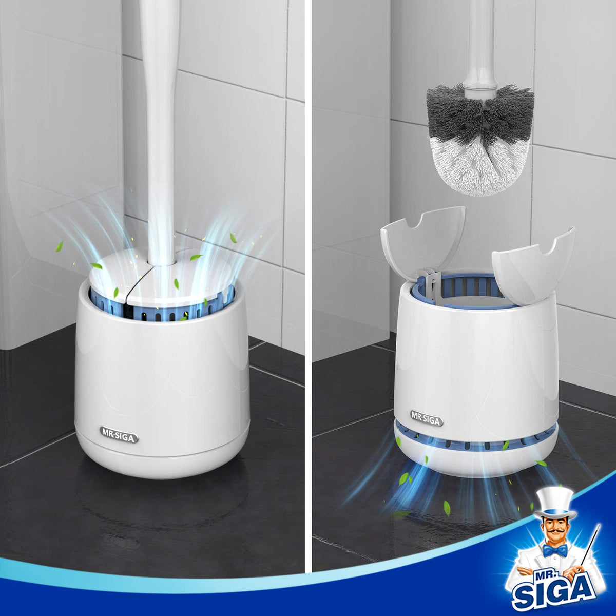 Toilet Bowl Brush and Holder, Sturdy Long Handle, White, 1 Pack