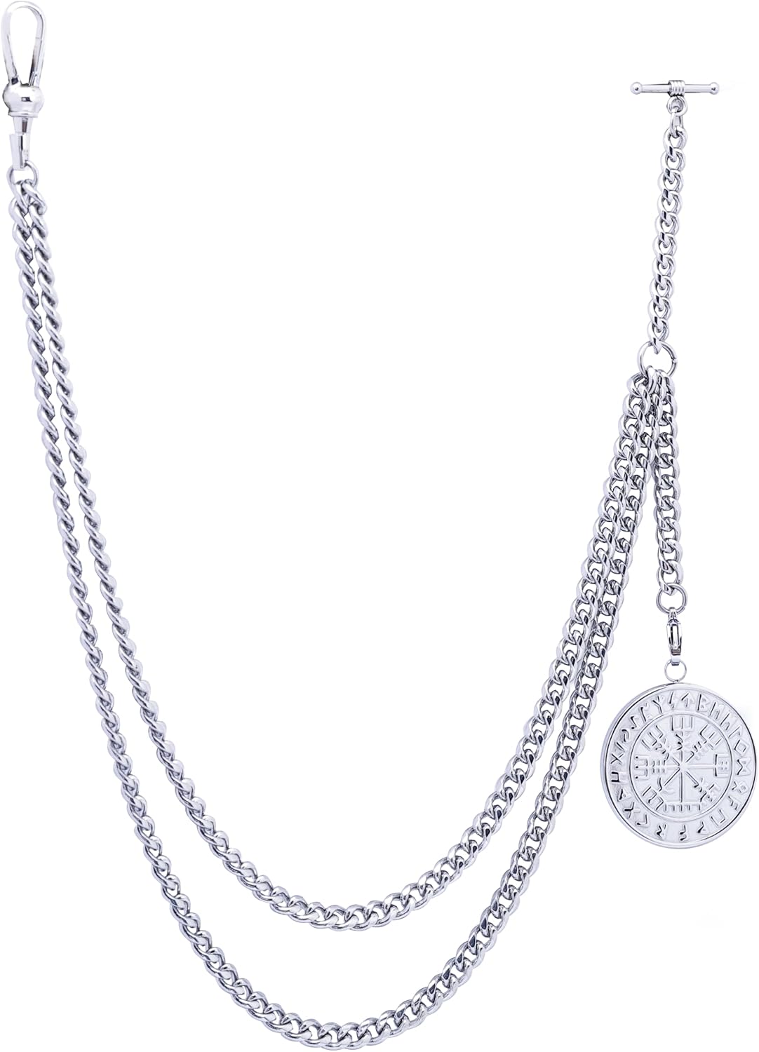 Pocket Watch Chain，Watch Chain Men, Double-Layer Design, With Two Hooks, Halloween, Thanksgiving And Christmas Vests