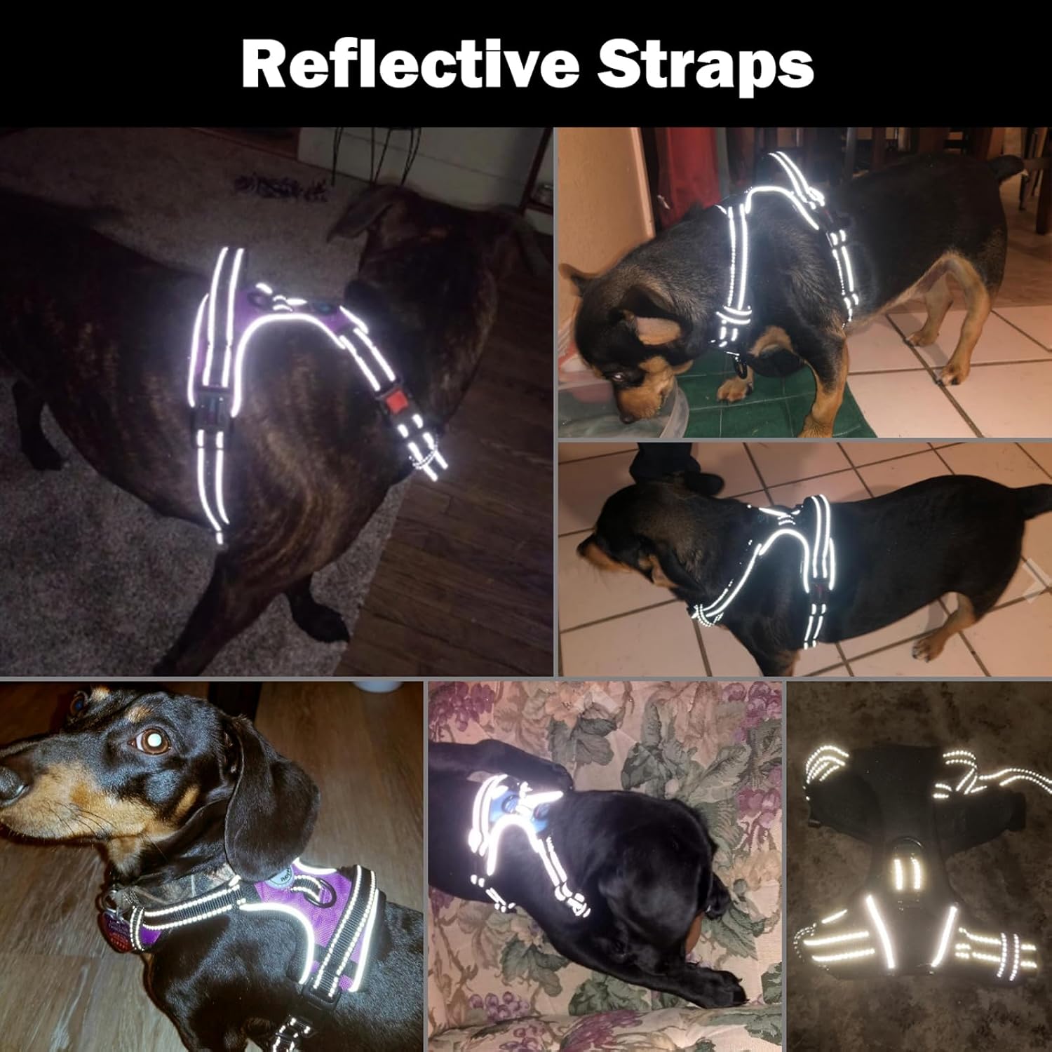 No Pull Dog Harness Medium Reflective Front Clip Vest with Handle,Adjustable 2 Metal Rings 3 Buckles,[Easy to Put on