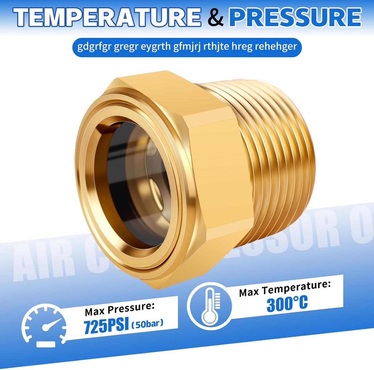 Air compressor Oil Sight Glass, 1 NPT Male Hex Head Oil Sight Glass Heavy Duty Solid Brass Oil Sight Glass Liquid Level Gauge Oil Indicator Window For Air Compressor Gearbox Tank