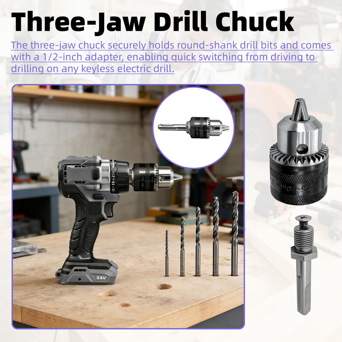 SDS Max to SDS Plus Adapter Kit with 10mm Quick Change Chuck