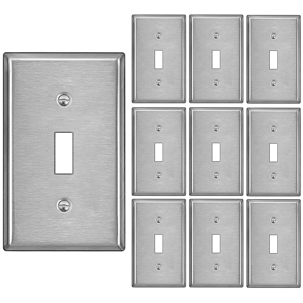 BESTTEN 1 Gang Toggle Switch Metal Wall Plate 10 Pack, Standard Size