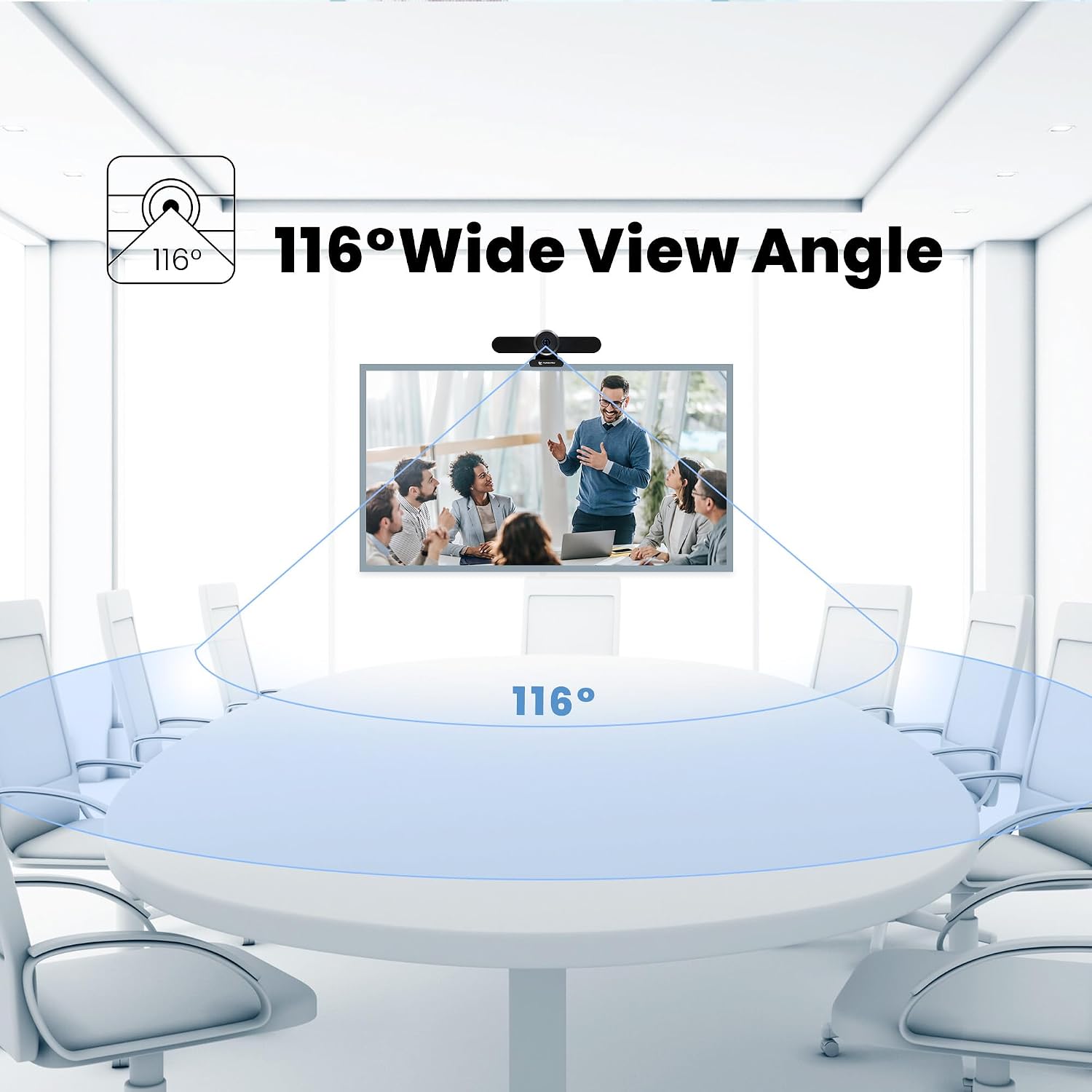 4K Webcam Conference Call Room Web Camera with Dual Microphones &Speaker, | All-in-One USB Video Camera, 116° Wide