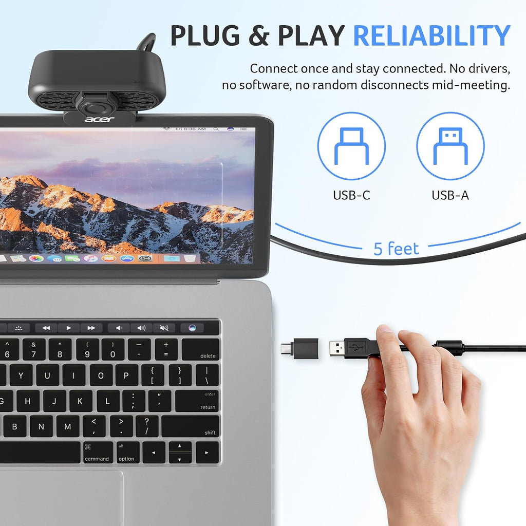 A640 4K Webcam with AI Noise Canceling Mic for Streaming Meetings | Sony 1/2.8" Sensor, PDAF Autofocus, 2K