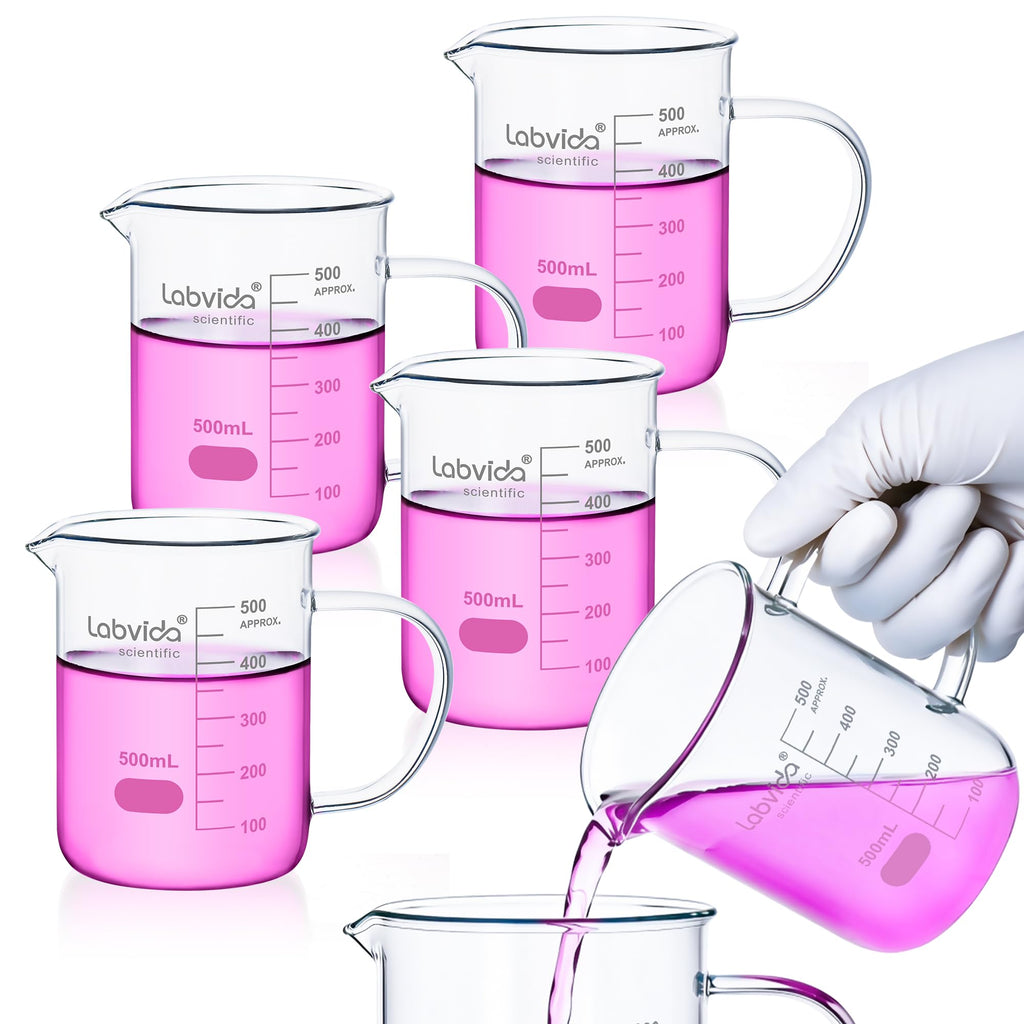4PCS 500ml 3.3 Borosilicate Glass Beaker Mug, LVAT002