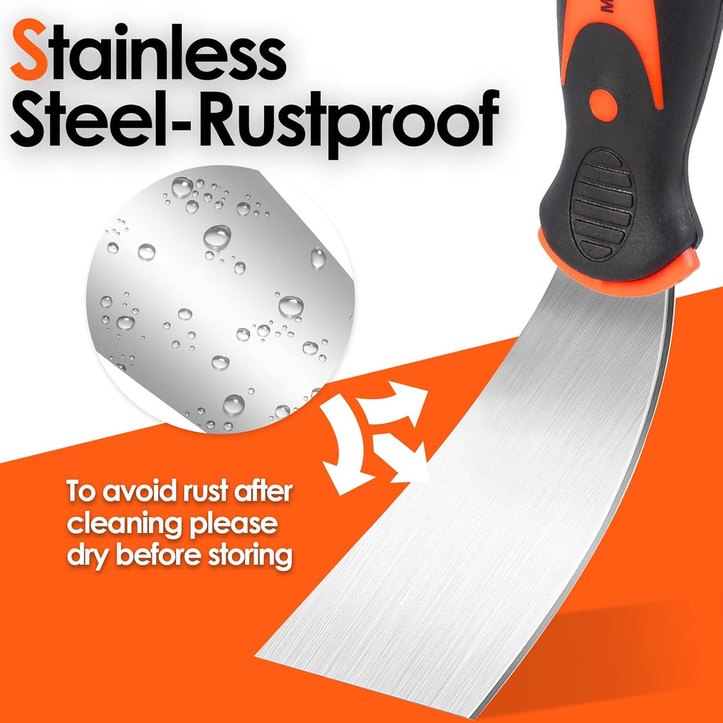 Putty knife,10 Piece Stainless Steel Paint Scraper Tool Set,14" Mud Pan for Repairing Drywall, Removing Wallpaper
