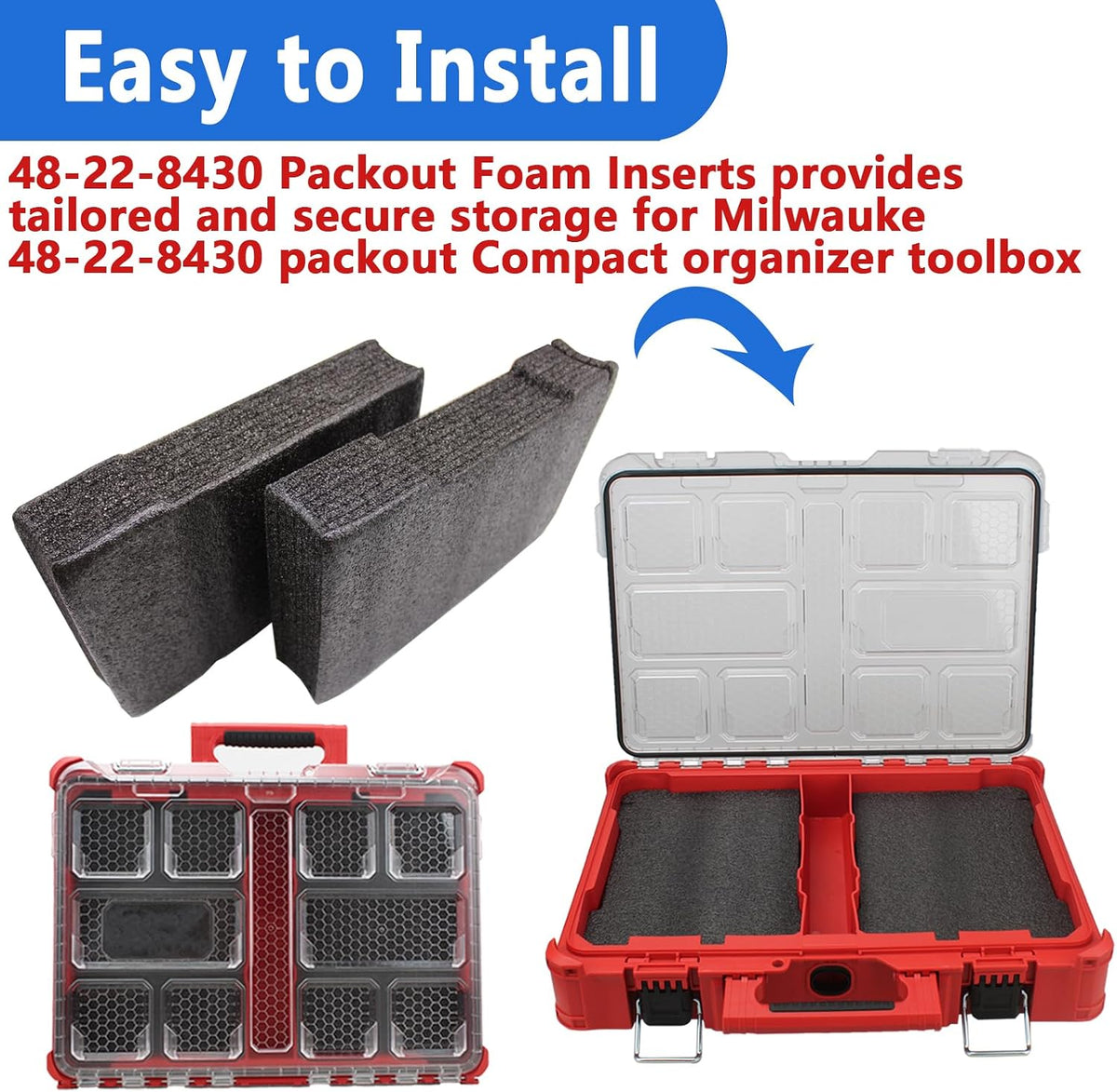 48-22-8430 Packout Foam Inserts for Milwauke Tool Box 2 Pack