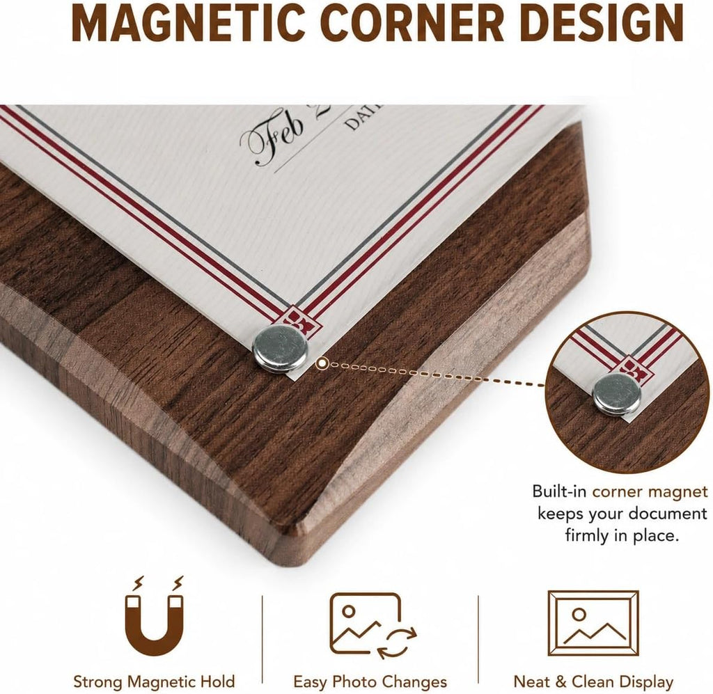 8.5x11 Brown Wavy Edge Plaque, Magnetic Certificate Frame | Document, Diploma, Award, Shatter-Resistant Plexiglass