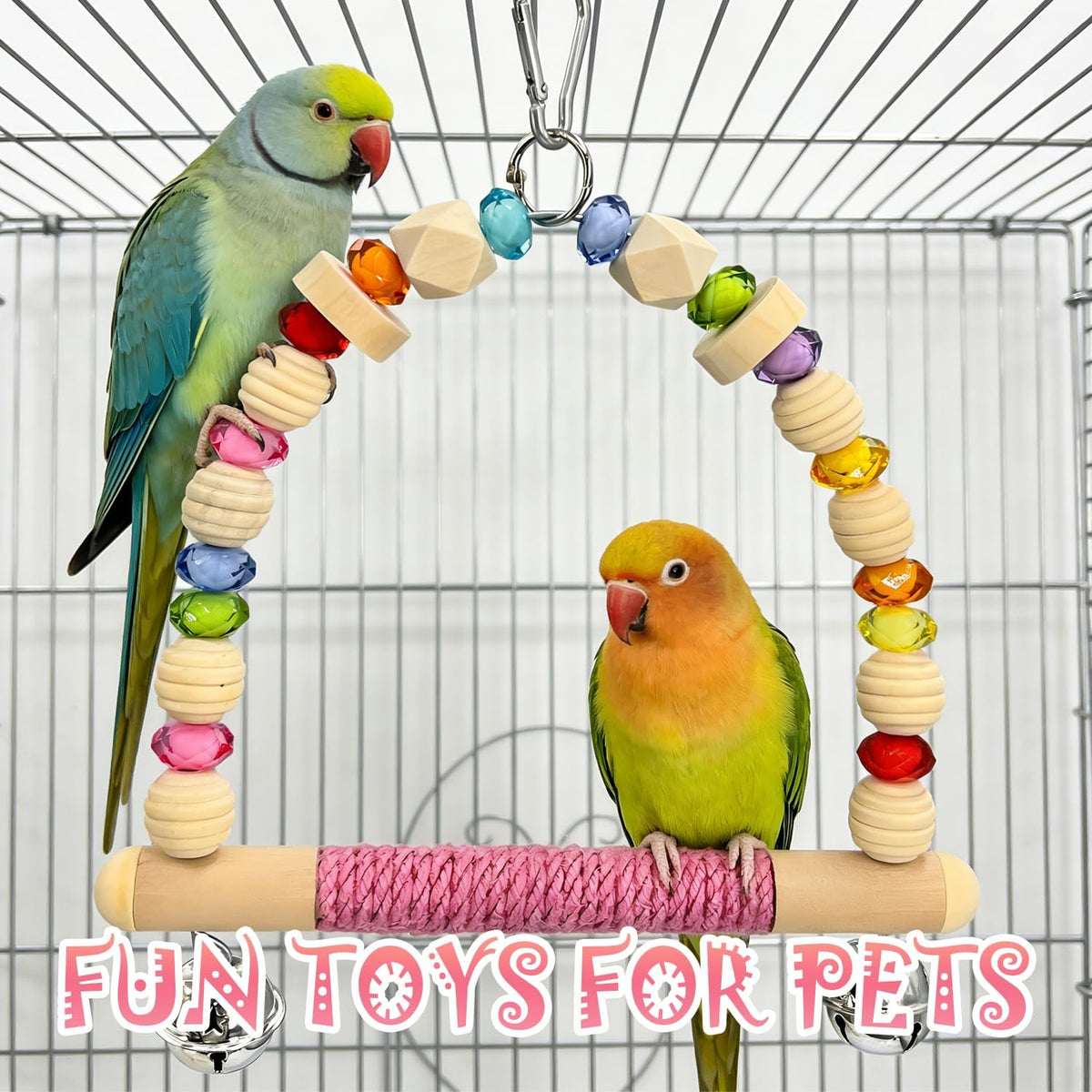 Bird Swings Toys for Parrot Parakeets – Natural Hanging Chew Toy for Conures, Budgerigars, Finches, Lovebirds