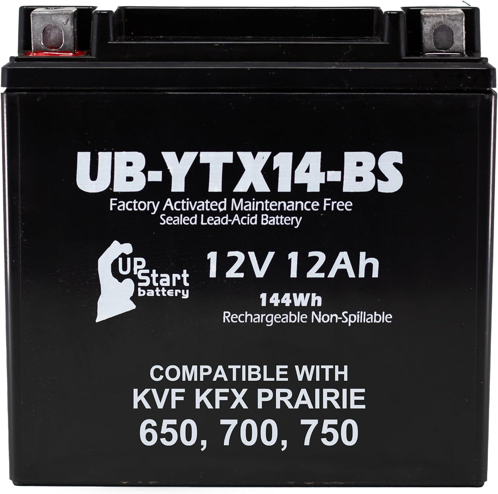 YTX14-BS 12V 12Ah Replacement for Kawasaki KVF KFX Battery