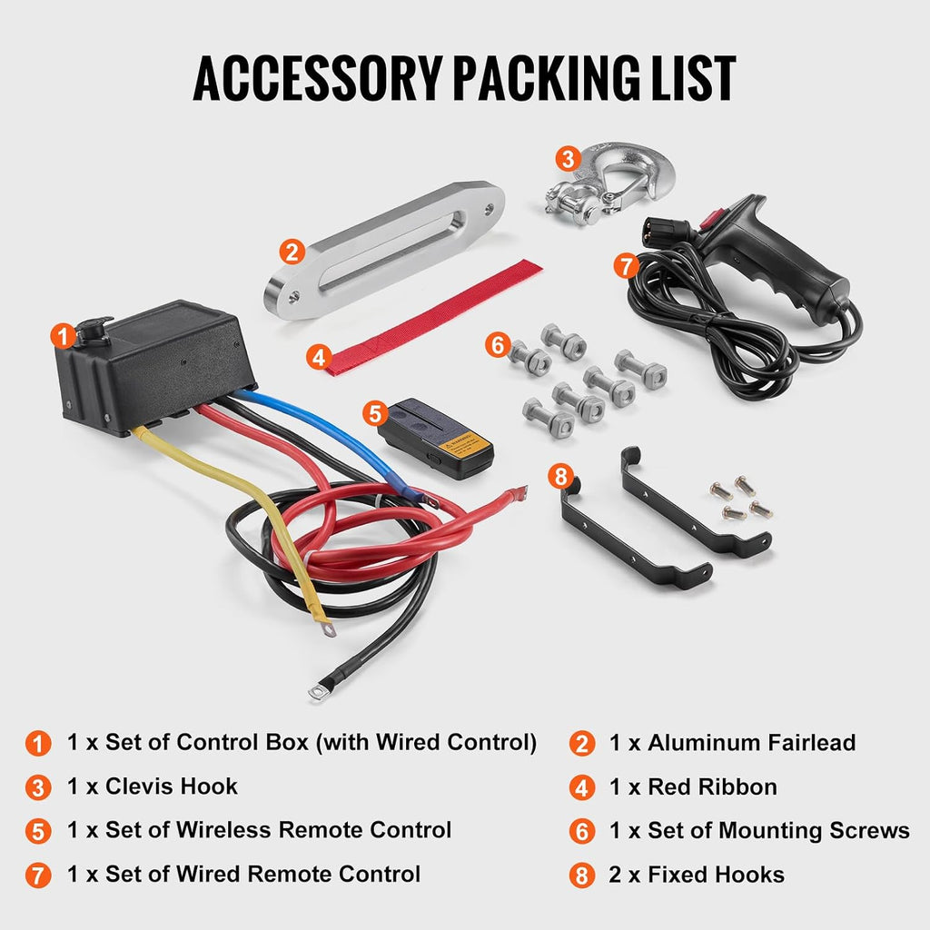 Electric Winch, 10,000 lb Truck Trailer Jeep Winch, 12V DC 7/20 in x 65 ft Synthetic Rope Aluminum Fairlead Wireless