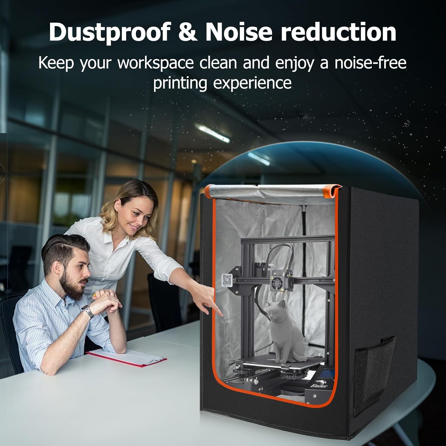 3D Printer Enclosure with LED Light+Low Noise Exhaust Fan