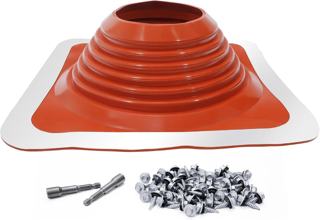 #8 Metal Roof Pipe Flashing Boot, Fits 7"-13" OD Pipes, High Temp Silicone Roof Vent Boot with Heavy-Duty Square