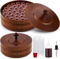 1 Set Wood Communion Tray Set for Church Holy Serving Tray with Lid Elegant 40 Cup Holders and 100 Disposable