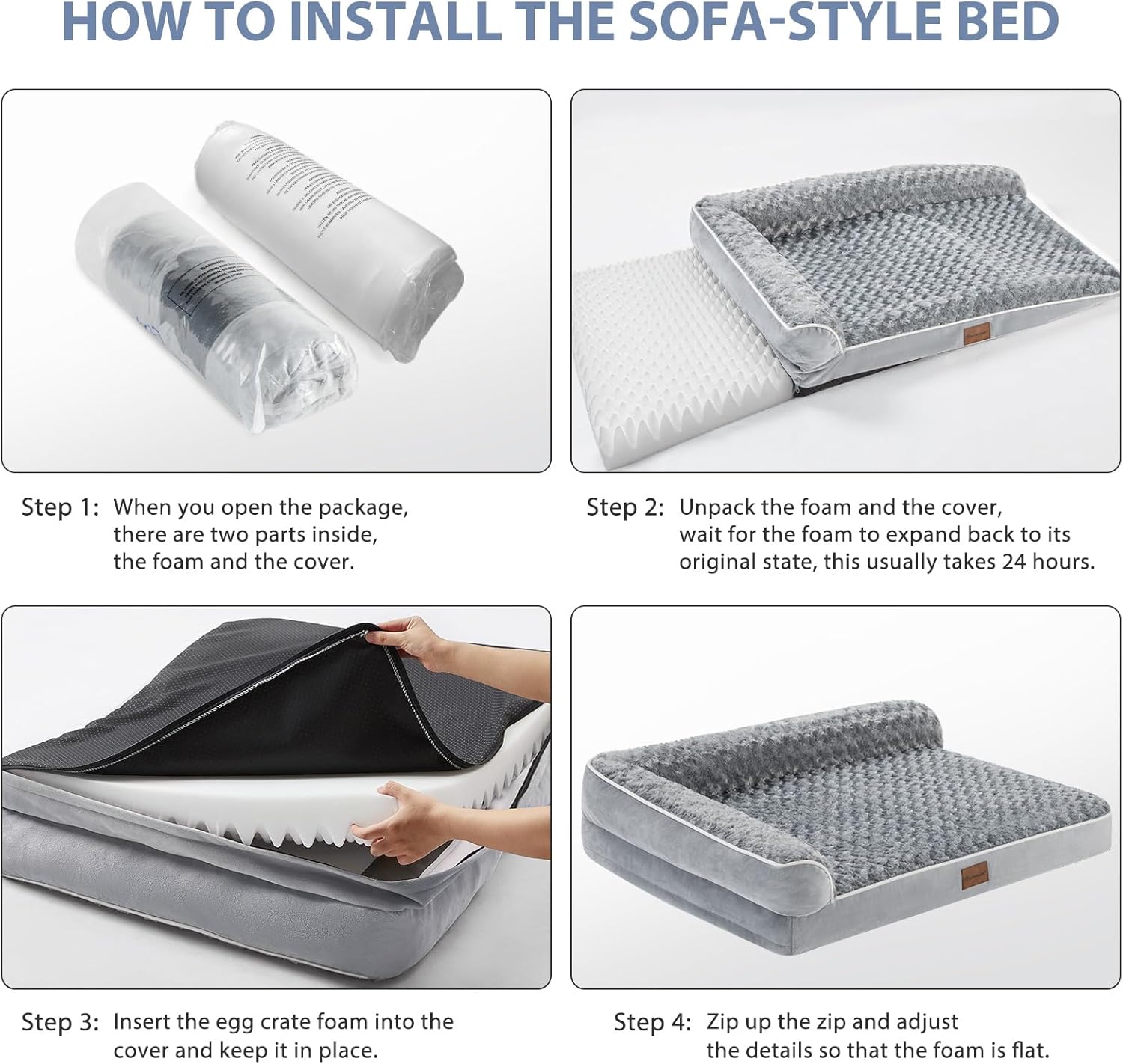 Orthopedic Dog Beds for Large Dogs-Waterproof Sofa Dog Bed with Removable Washable Cover, Big Pet Bed with Waterproof
