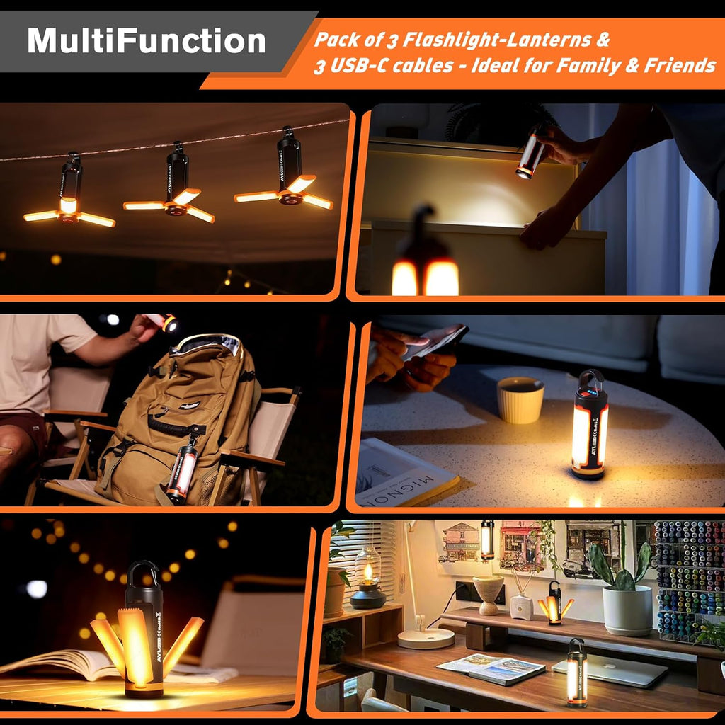 Portable LED Rechargeable Camping Lantern, AYL Lightweight USB Rechargeable Lamp LED Flashlight Survival Gear for