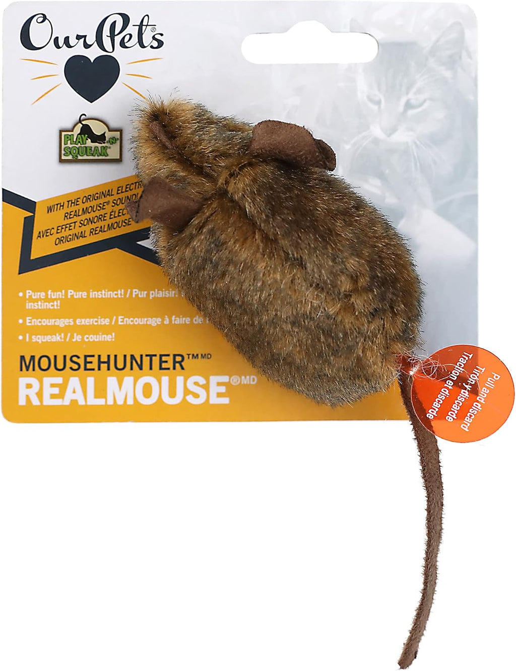 OurPets Play-N-Squeak Mouse Hunter Cat Toys (Interactive Cat Toy & Catnip Toy with Real Mouse Electronic Sound)