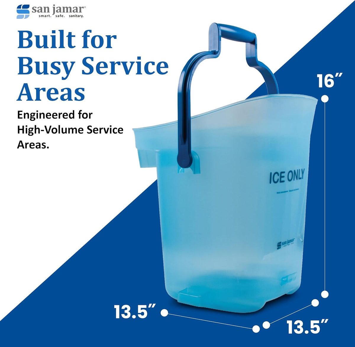 Ice Bucket, San Jamar Light Duty, 6 Gallon, Dual-Grip Handles, Blue