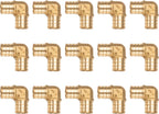 WMAXPFIT(15 Pack) 3/4 Inch PEX 90 Degree Elbow F1807, LF Brass crimp fitting for PEX-b pipe