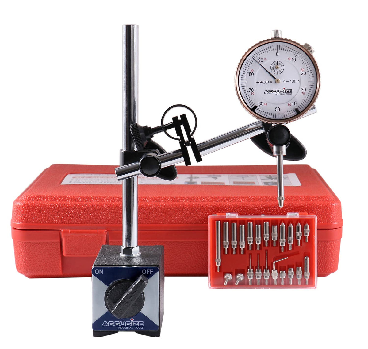 Accusize 3 Pc Magnetic Base and Dial Indicator Set