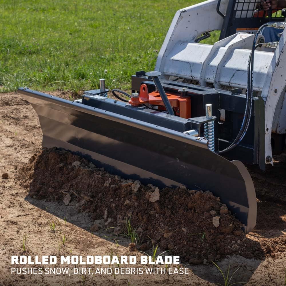 92" Hydraulic Skid Steer Dozer Blade, Universal SSQA Quick Attach Snow Blade and Pusher, Single Cylinder Snow Plow