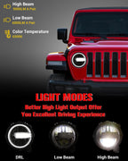 9 In LED Headlights for Jeep Wrangler JL JLU Gladiator JT 2018-2026