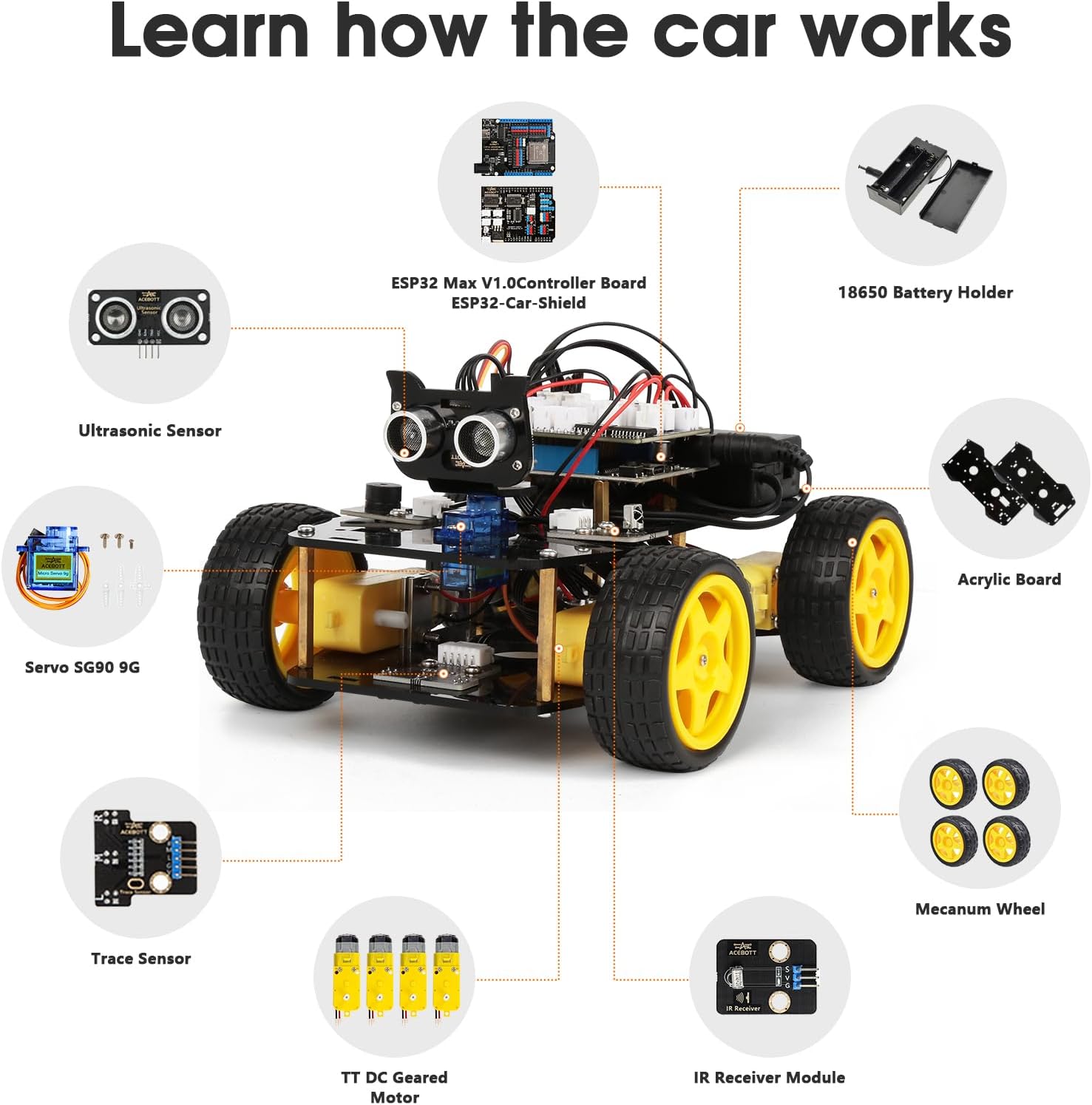 Robotics Kit for Kids Ages 8-12 12-16, Smart Robot Car Kit Compatible with Arduino & Scratch, STEM Toys Coding Robot