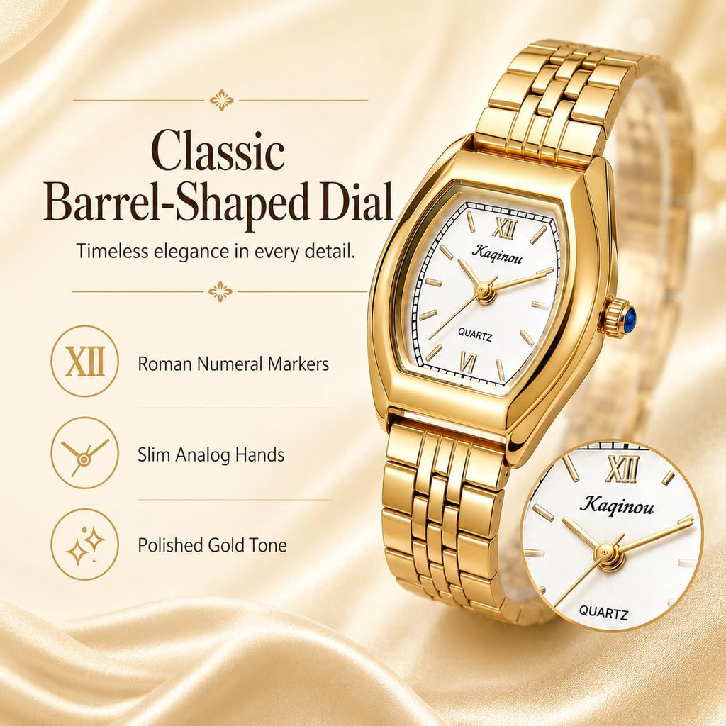 Elegant Tonneau Women's Vintage Gold Bracelet Watch Roman Dial | Timeless vintage tonneau design with an elegant