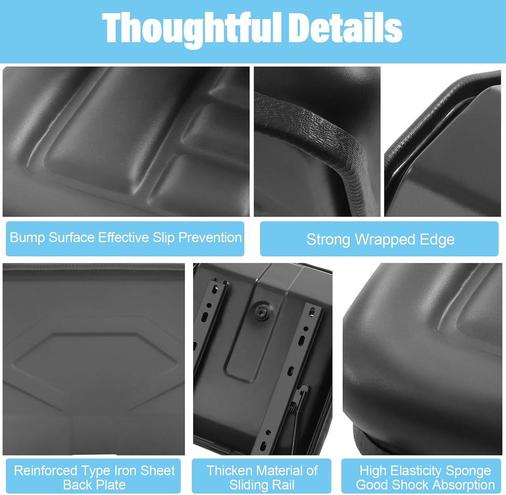 Tractor Seat & Lawn Mower Seat - Black PVC Leather 13 Inch High Back Seat Replacement for Most Forklift, Excavator