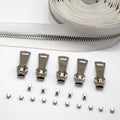 #8 White Silver Teeth Zipper by the Yard 3 Yard Kit