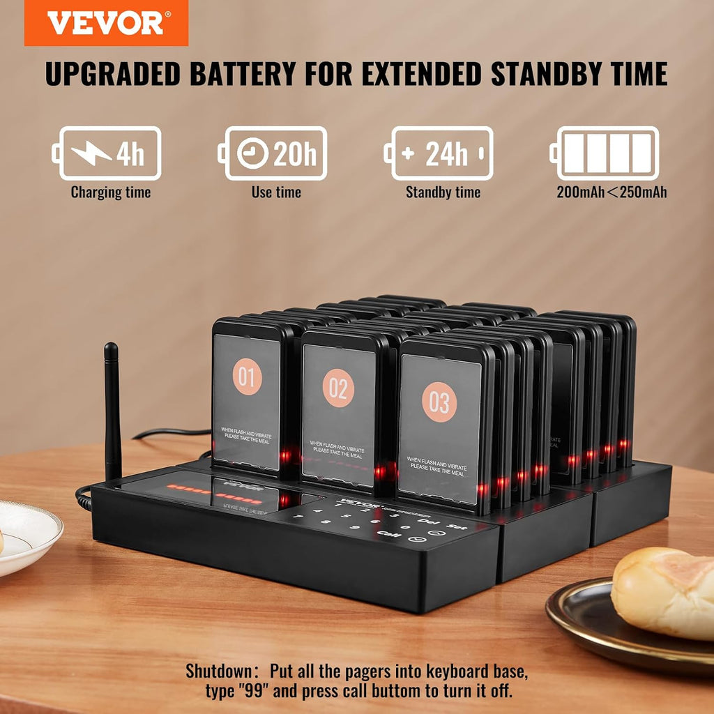 Restaurant Pager System,Touch Screen Keyboad Wireless Long Range Lineup Waiting Queue Signal, Guest Customer Calling