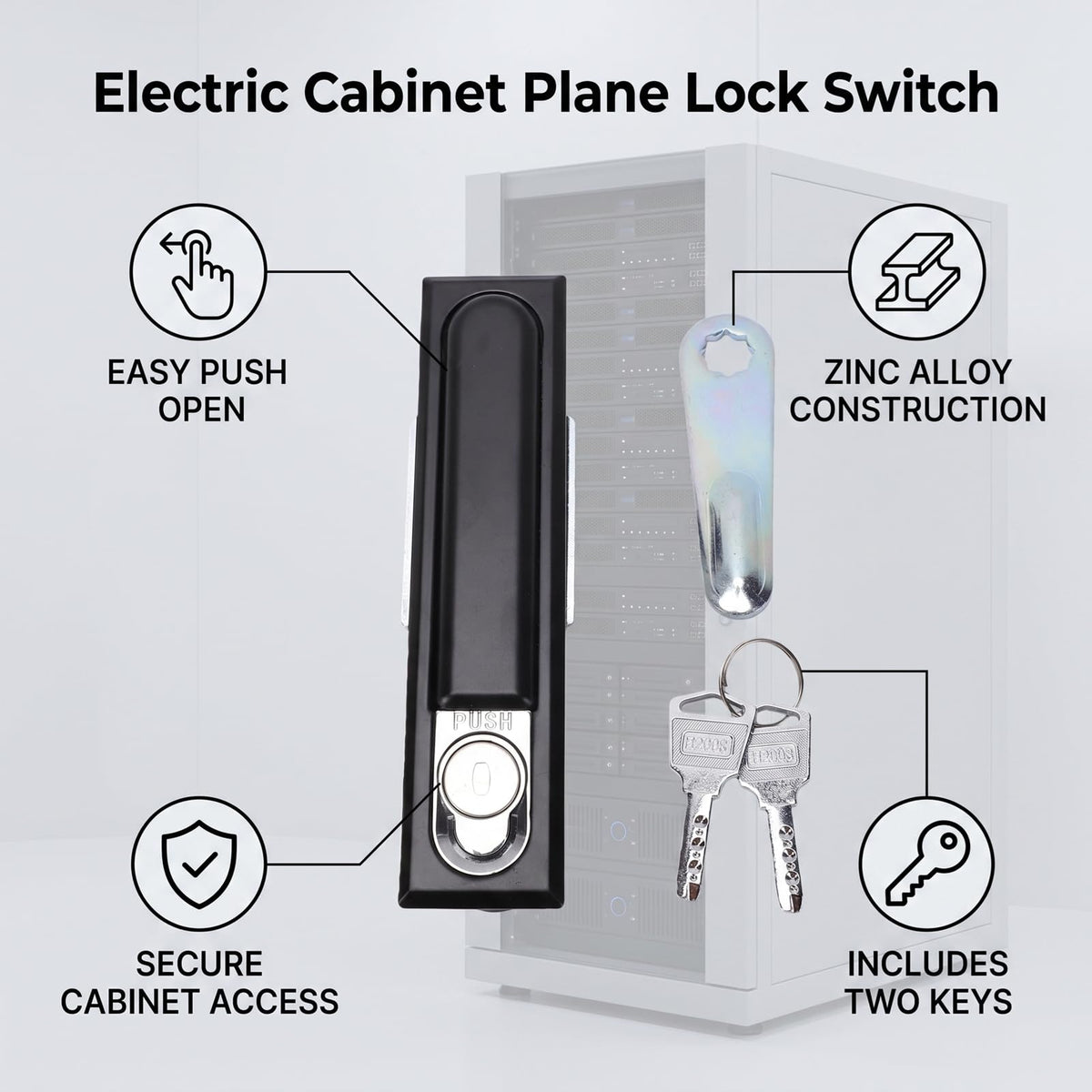 Cabinet Plane Lock Switch Zinc Alloy Push to Close (Black)