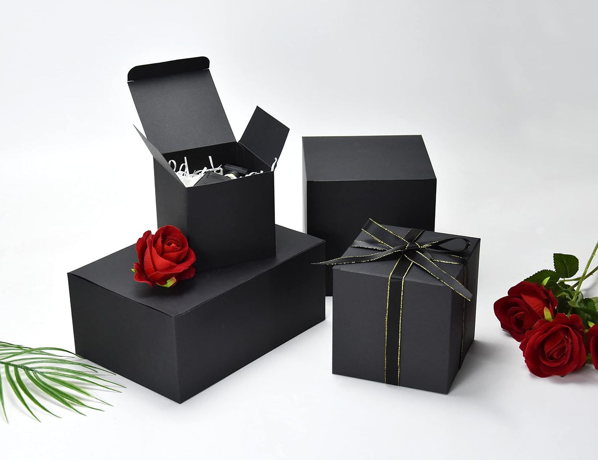 Black Gift Boxes with Lids, 24 Pack, 9.5x6.5x4 IN