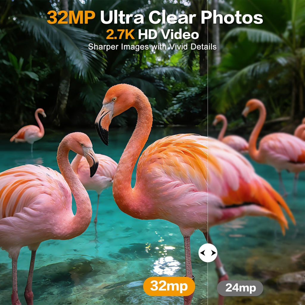 Trail Camera 32MP 2.7K, Mini Game Camera with Night Vision, Motion Activated 0.2s Trigger, 120° Wide Angle