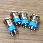 Gebildet 4pcs IP65 Waterproof Push Button 12mm 3A 12-24V with LED Indicator Light Latching Metal Push Button(High Head)
