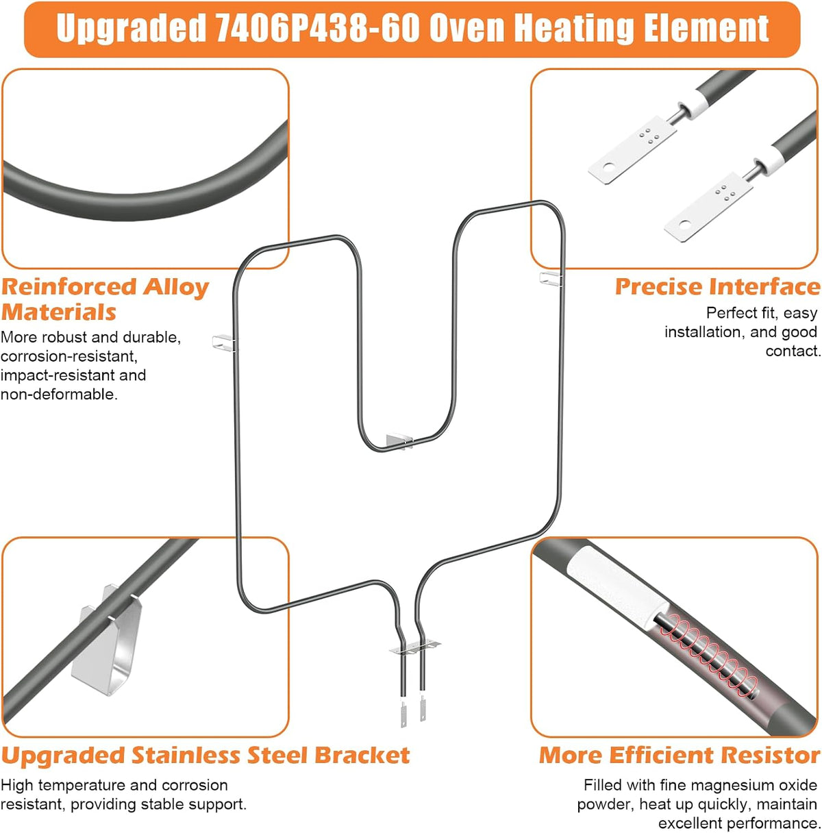 Upgraded 7406P438-60 Element For Whirlpool Oven Heating Element Replacement