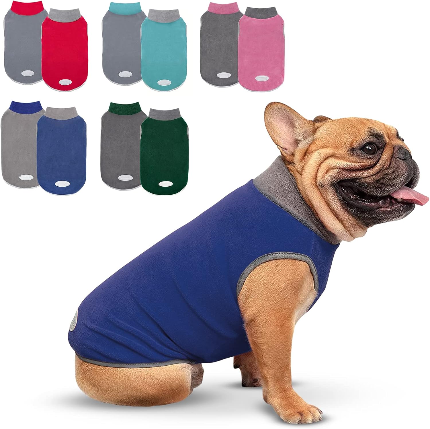 2 Pack Fleece Dog Sweater Stretchy Pullover Soft Dog Jacket with Reflective Stripe Lightweight Sweatshirt Pet Clothes